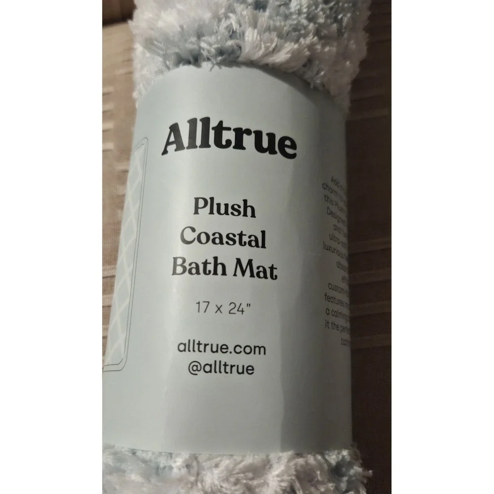 Alltrue Plush Coastal Bath Mat‎ Sea Foam Green Quick Dry Microfiber Non Slip